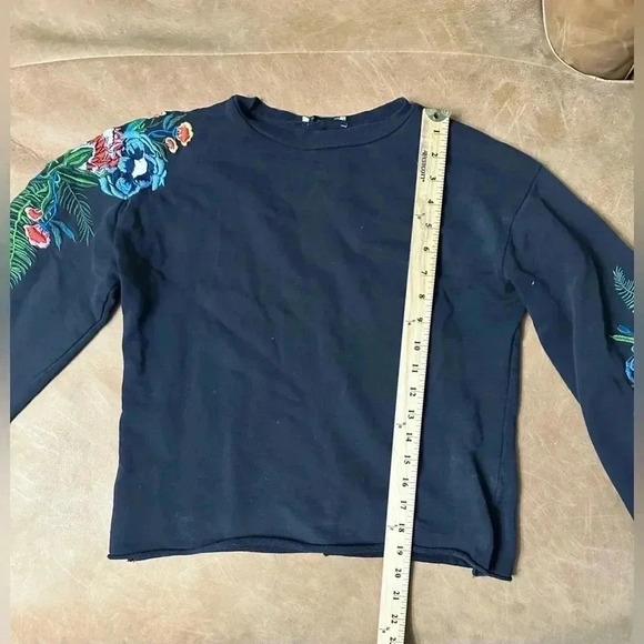 ZARA TRAFALUC Embroidered Sweatshirt Balloon Sleeve Women’s Size Small - Picture 6 of 9